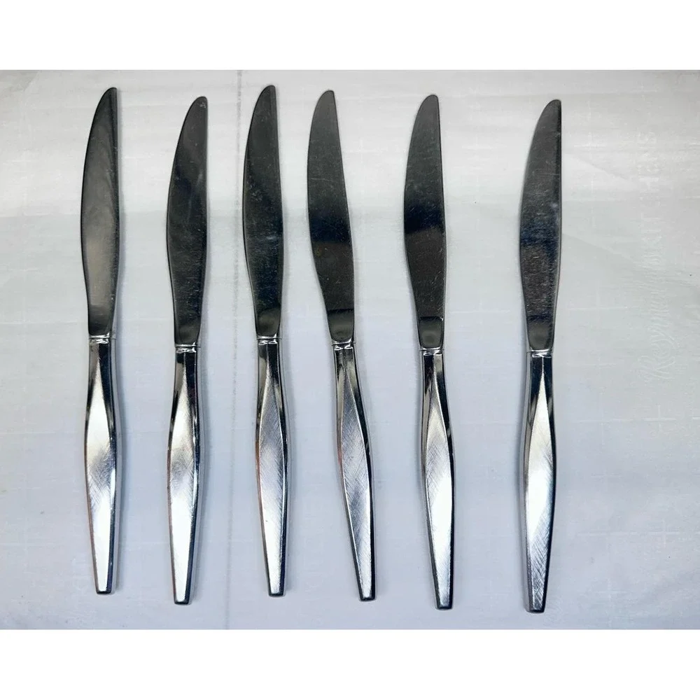 Oneida WINDRIFT Stainless Wm A Rogers Premier Burnished  Dinner Knives Lot of 6